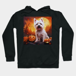 Happy West Highland White terrier Halloween Pumpkin Hoodie